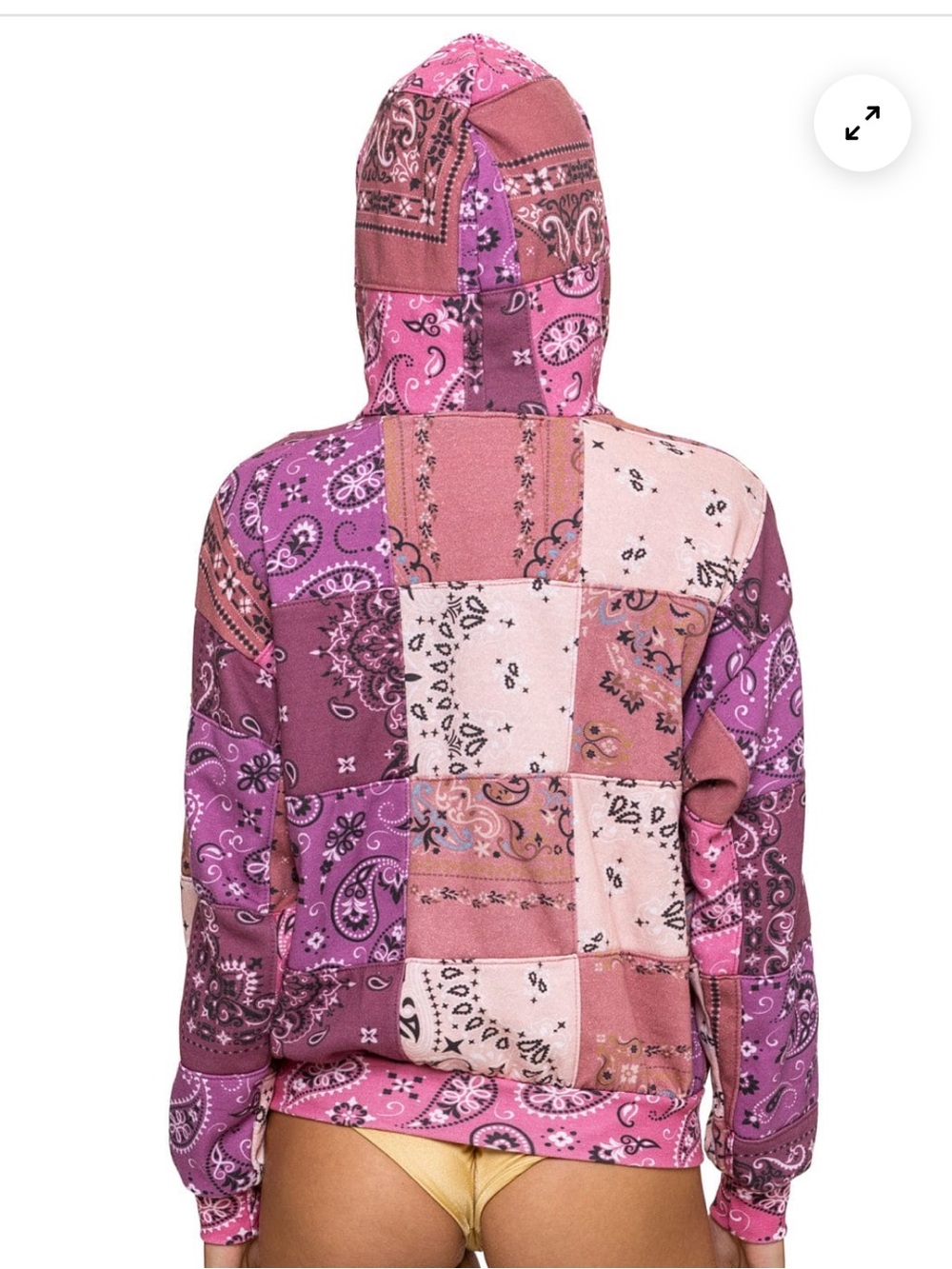 Aviator Nation Pink BANDANA QUILTED ZIP HOODIE S - Picture 3 of 8